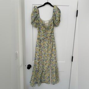 ASTR the Label Puff Sleeve Floral Maxi Dress Medium
